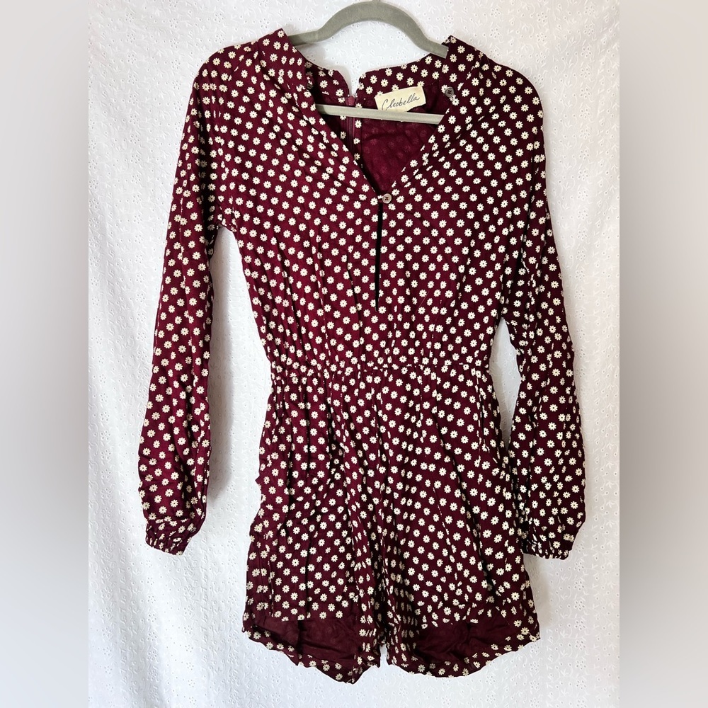 Cleobella red floral romper size medium
